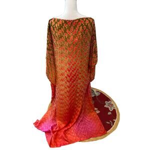 Stunning Florabella Silk Resort Kaftan Londra Lava Print White Lotus S